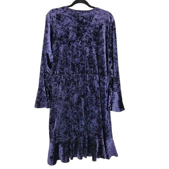 Spense Dress Velour Wrap Bell Ruffle Holiday Renaissance Gothic Royal Purple 16W - Picture 9 of 14